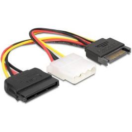 DeLock Power Adapter SATA 15-pin samec > Molex samice 4-pin + SATA 15-pin samice
