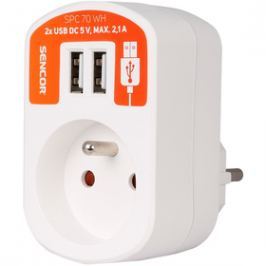 SENCOR SPC 70 WH Zás. s 2xUSB, 5V/2100mA; SPC 70