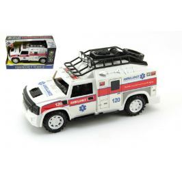 Teddies Auto ambulance plast 25cm na setrvačník na baterie se zvukem se světlem v krabic