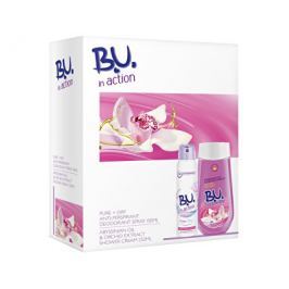 B.U. In Action Pure + Dry - deodorant ve spreji 150 ml + sprchový krém Orchidej - 250 ml