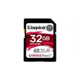 Kingston 32GB SDHC Canvas React 100R/70W CL10 UHS-I U3 V30 A1