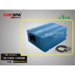 Carspa Napěťový měnič SK1000UR-242, 24V/230V+USB 1000W, čistá sinus, dálkové ovl