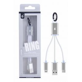 ALIGATOR Dat.kab.PLUS 8047 2v1, MicroUSB+ lightning, bílý