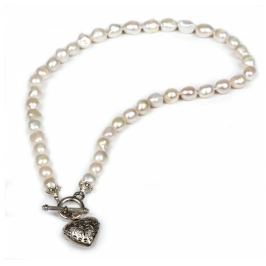 JwL Luxury Pearls Náhrdelník z pravých bílých perel s přívěskem srdce JL0039